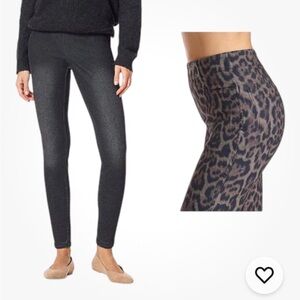 Hue reversible Black and Leopard Print Jean Leggings 1X